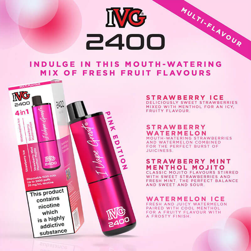 IVG  2400 Pink Edition 4 In 1 20mg Disposable Vape