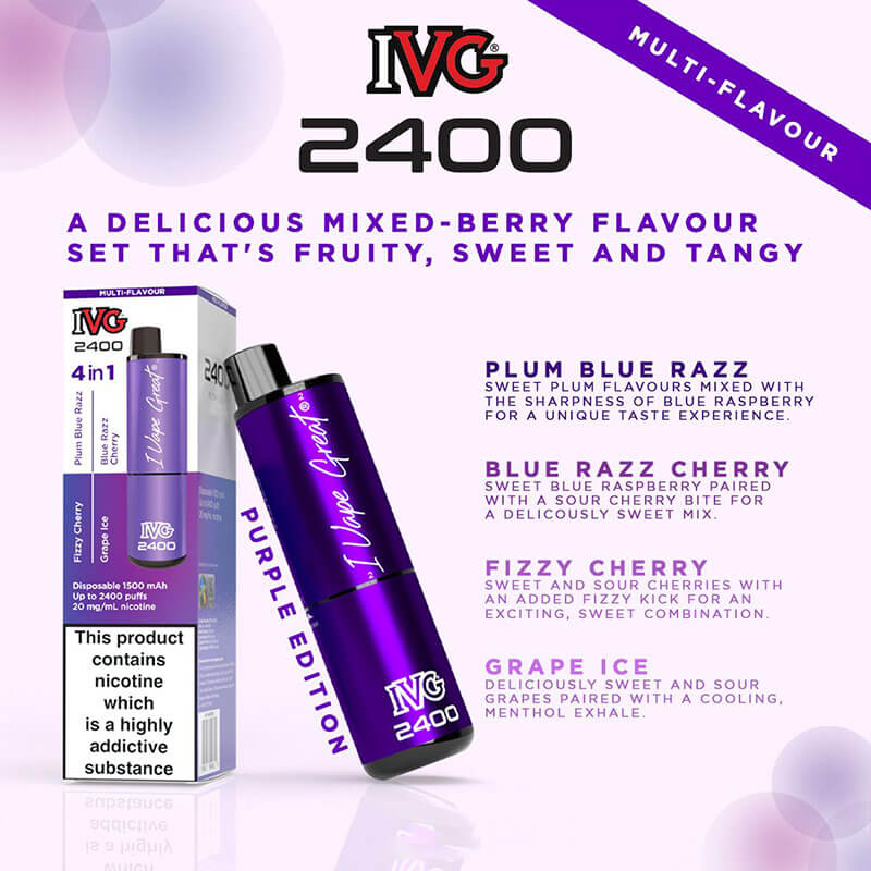 IVG  2400 Purple Edition 4 In 1 20mg Disposable Vape