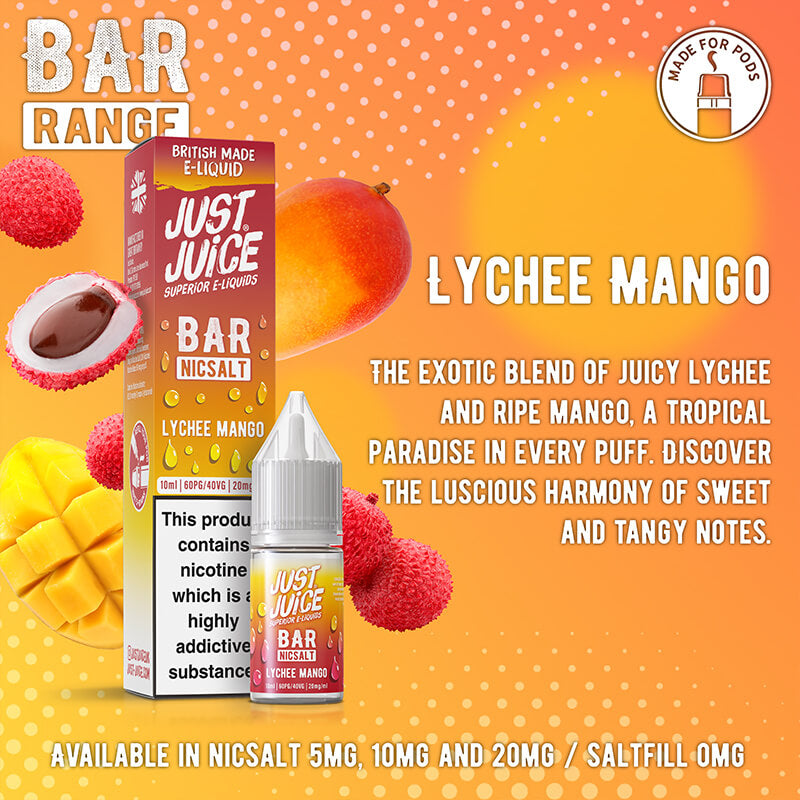 Just Juice Bar Range Lychee & Mango 10ml Nic Salt E-Liquid