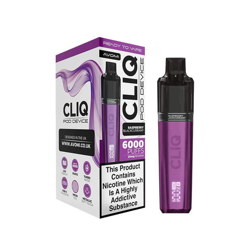 Avomi CLIQ Prefilled Pod Vape Kit - Raspberry Blackcurrant