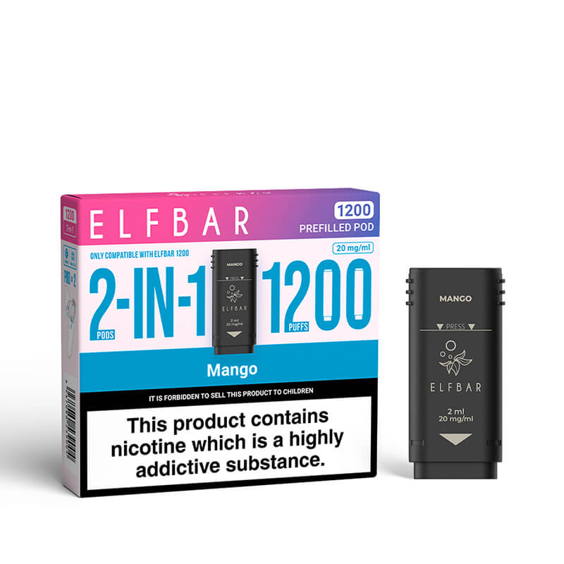 Elf Bar 1200 2in1 Mango Prefilled Vape Pods - 2 Pods