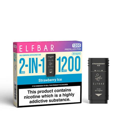 Elf Bar 1200 2in1 Strawberry Ice Prefilled Vape Pods - 2 Pods