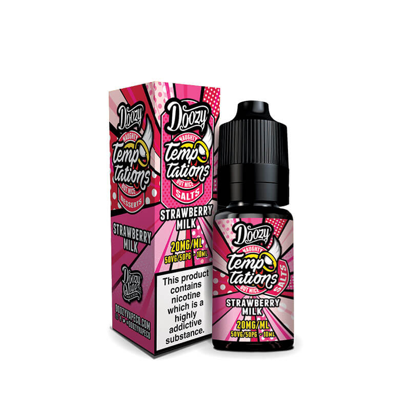 Doozy Vape Co Temptations Strawberry Milk Nic Salt 10ml E-Liquid