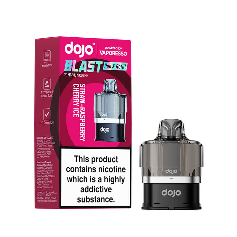 Vaporesso DOJO Blast 6000 Straw-Raspberry Cherry Ice Prefilled Pod & Refill  - 20mg